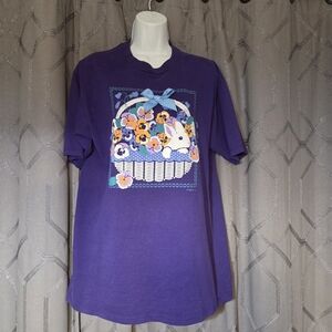Vintage 1992 PegiGoff Purple Easter Basket Bunny T Shirt L